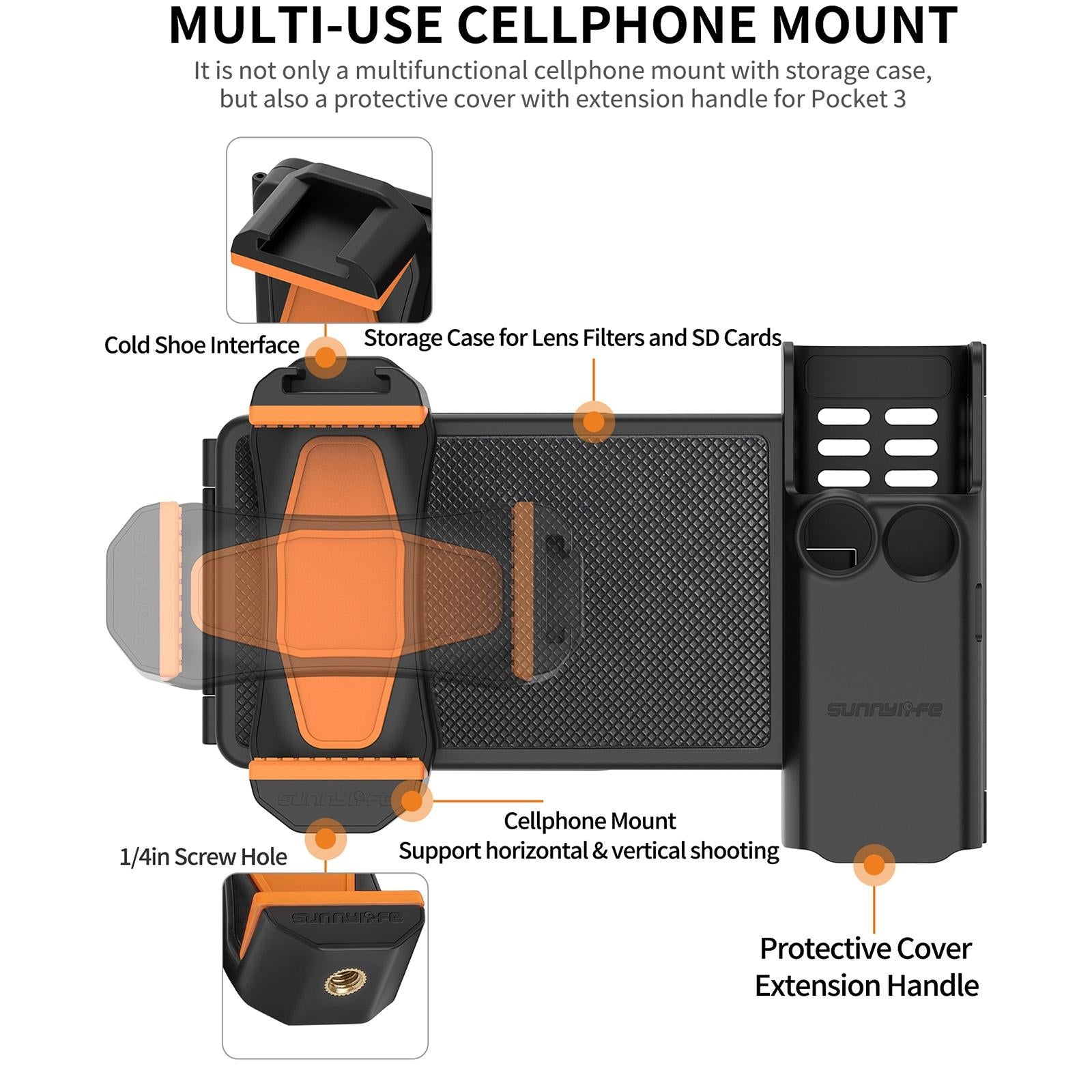 NNEIDS Portable Phone Clamp Holder With Storage Case For Dji Pocket 3-3