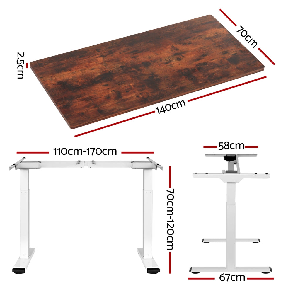 NNEDSZ Artiss Standing Desk Motorised Dual Motor 140CM Rustic Brwon-1