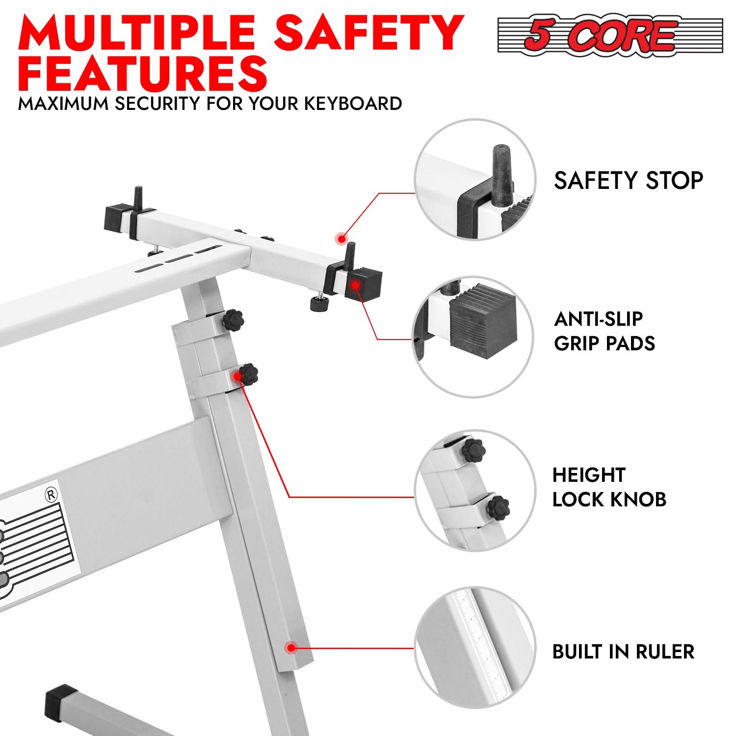 5 Core Keyboard Stand Z Style Height Adjustable Sturdy Piano Riser Lift Holder Stands-4
