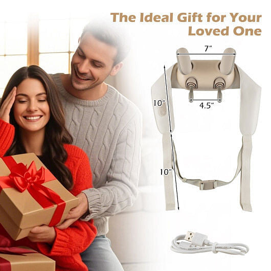 Neck Shoulder Massager with 2 Heat Levels for Pain Relief-Beige-1