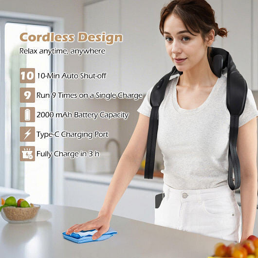 Neck Shoulder Massager with 2 Heat Levels for Pain Relief-Beige-7