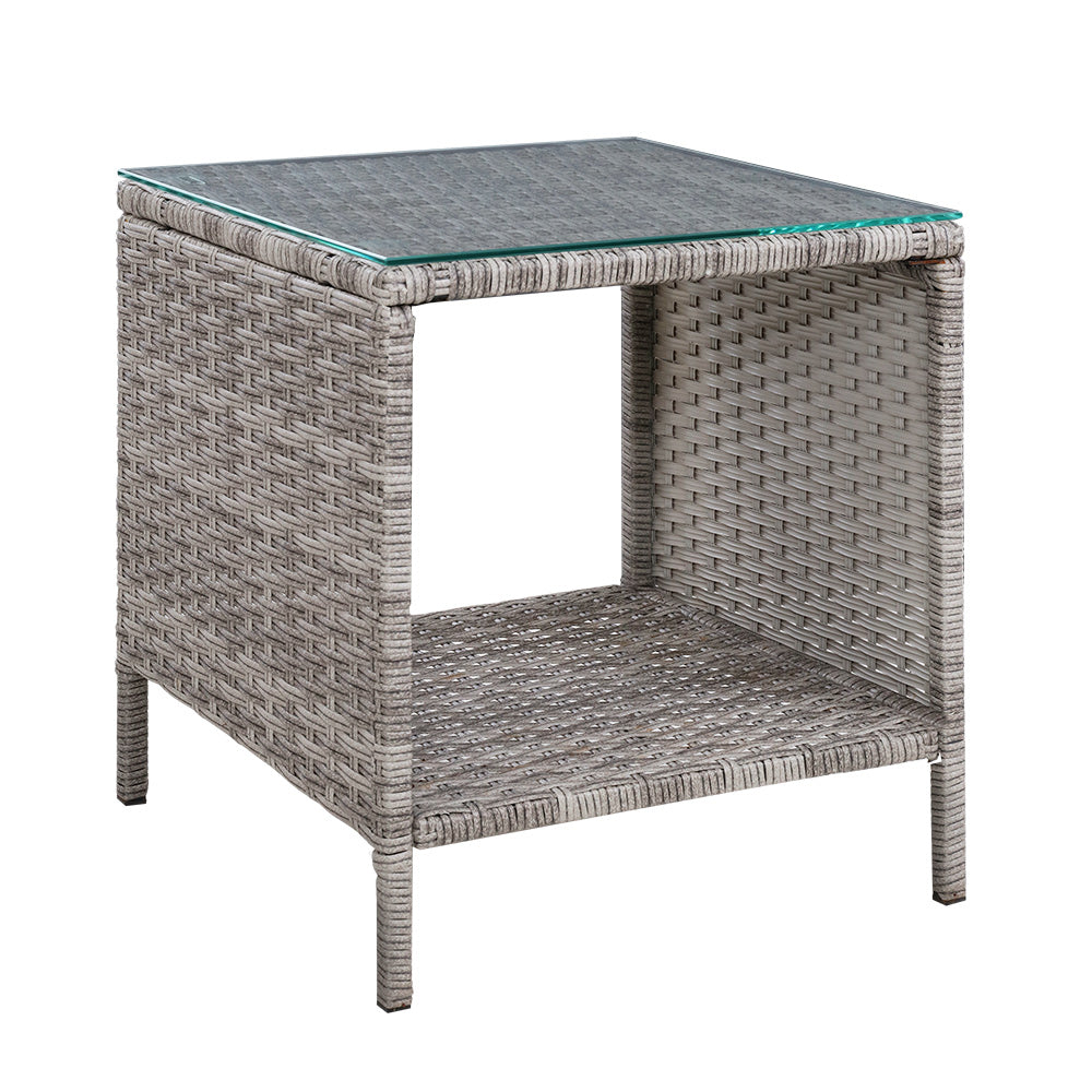 NNEDSZ Side Table Coffee Patio Outdoor Furniture Rattan Desk Indoor Garden Grey-0