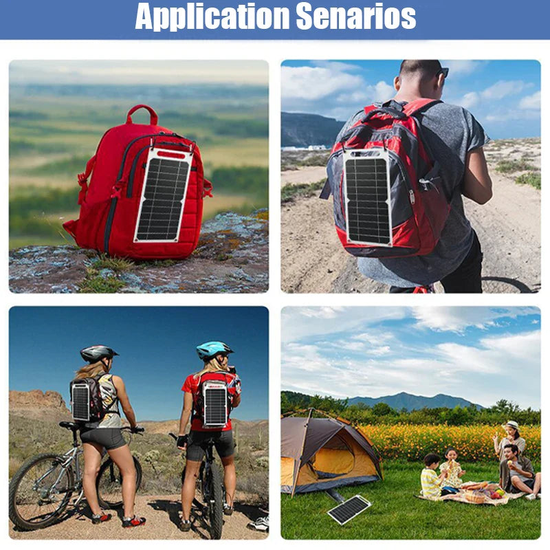 Solar Panel 30W  USB Type-C Waterproof Outdoor Hiking Camping Portable Battery Mobile Phone Charging Bank  Charging Panel  6.8V-2