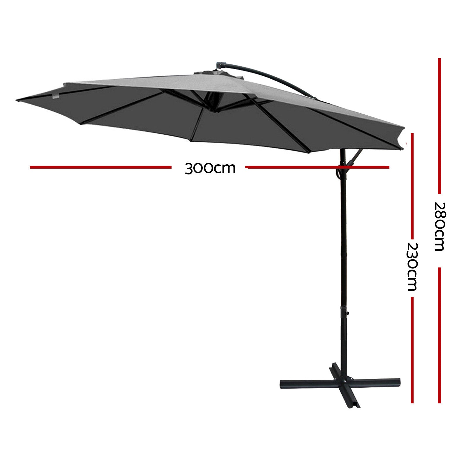 NNEDSZ 3M Outdoor Furniture Garden Umbrella Grey-1