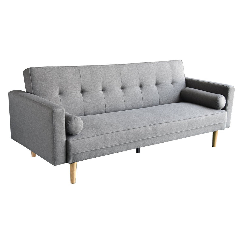 NNEDSZ Sarantino Madison Sofa Bed Lounge Couch Futon Furniture Home Light Grey Linen Suite-0