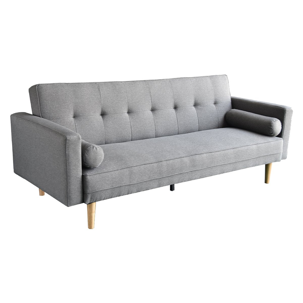 NNEDSZ Sarantino Madison Sofa Bed Lounge Couch Futon Furniture Home Light Grey Linen Suite-0