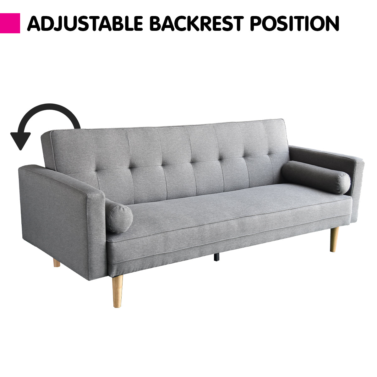 NNEDSZ Sarantino Madison Sofa Bed Lounge Couch Futon Furniture Home Light Grey Linen Suite-2