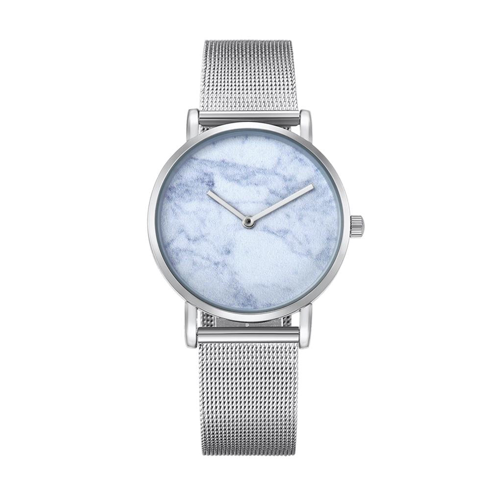 NNEDSZ Stylish Women Quartz Watch With Stainless Steel Band - Round Dial Silver Alloy Case - Wa0730C-1