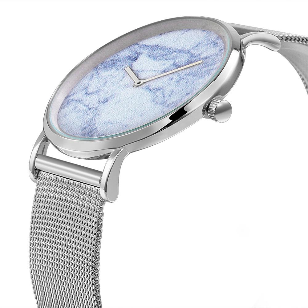 NNEDSZ Stylish Women Quartz Watch With Stainless Steel Band - Round Dial Silver Alloy Case - Wa0730C-3