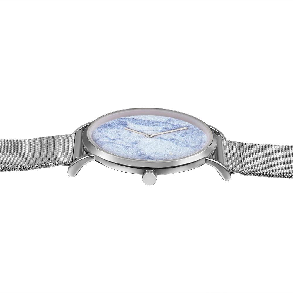 NNEDSZ Stylish Women Quartz Watch With Stainless Steel Band - Round Dial Silver Alloy Case - Wa0730C-4