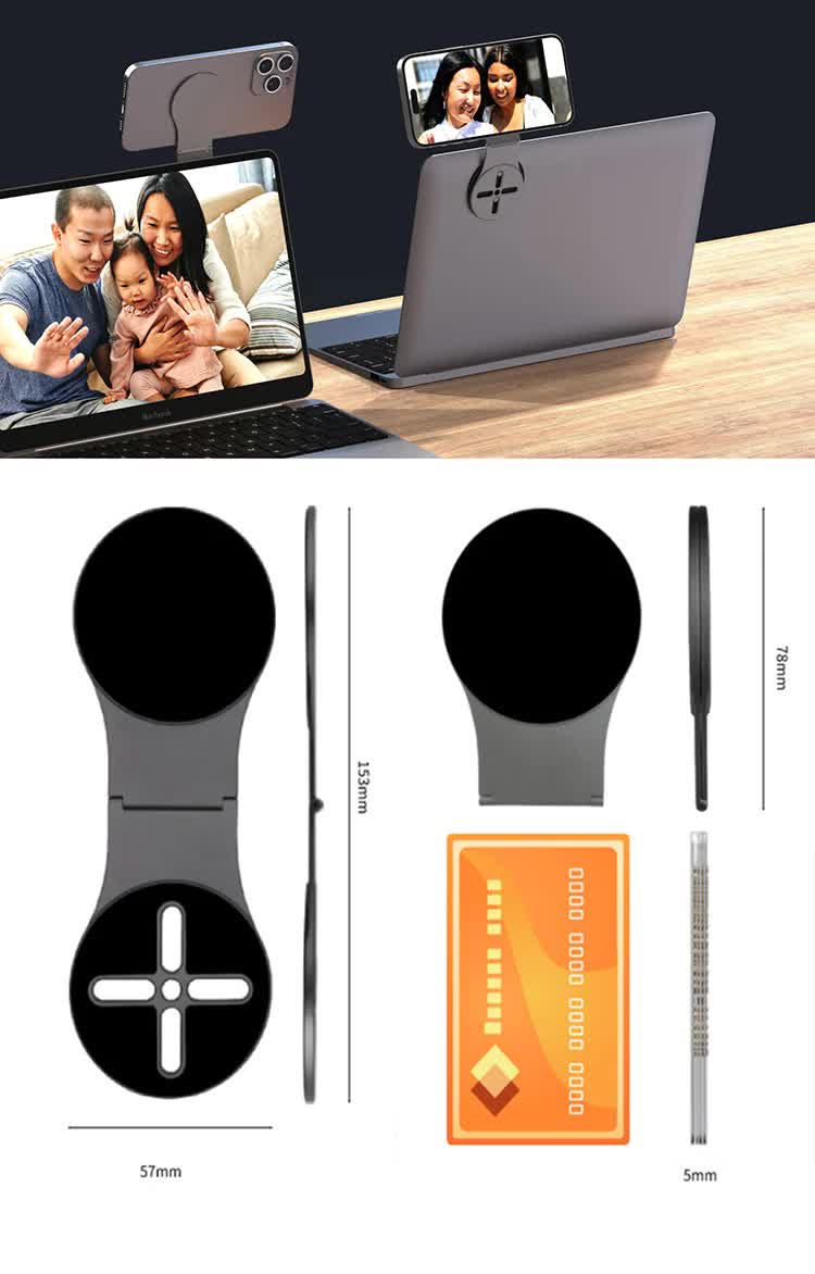 NNEDSZ Black Magnetic Foldable Phone Stand – Universal Aluminum Alloy Desktop & Tesla Car Mount, Compact and Lightweight Design-4
