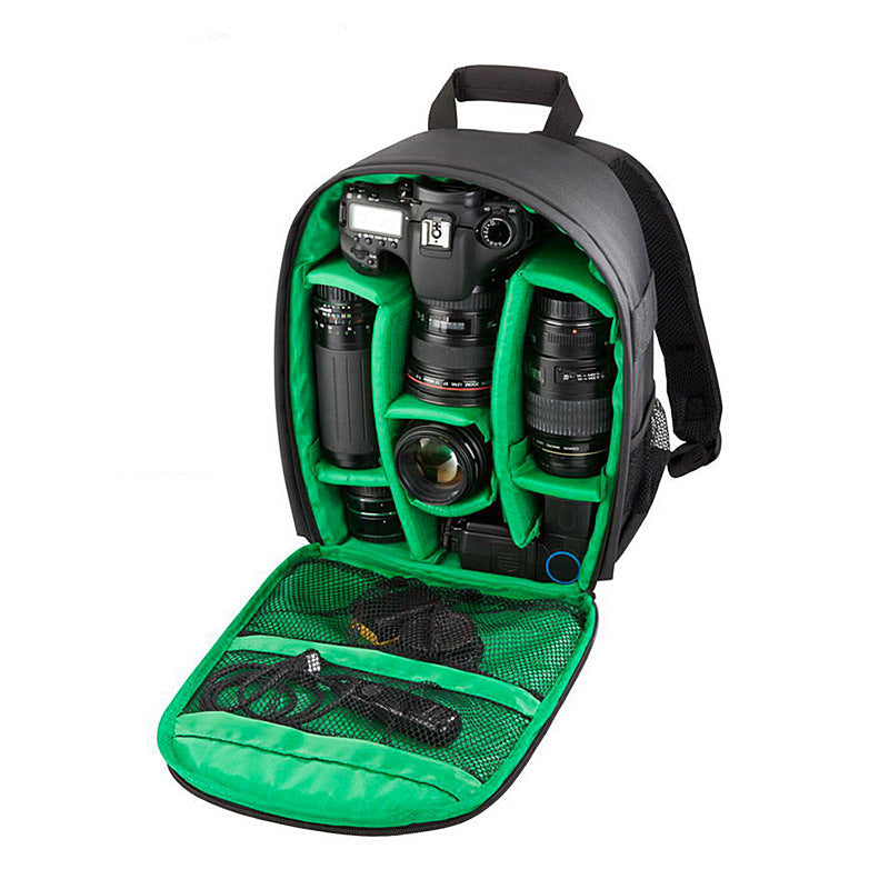 NNEDSZ Green Lining Water-Resistant DSLR Camera Backpack with Tripod Holder, Lightweight and Spacious Photography Bag for Outdoor Use(Camera and accessories are props, not included)-0