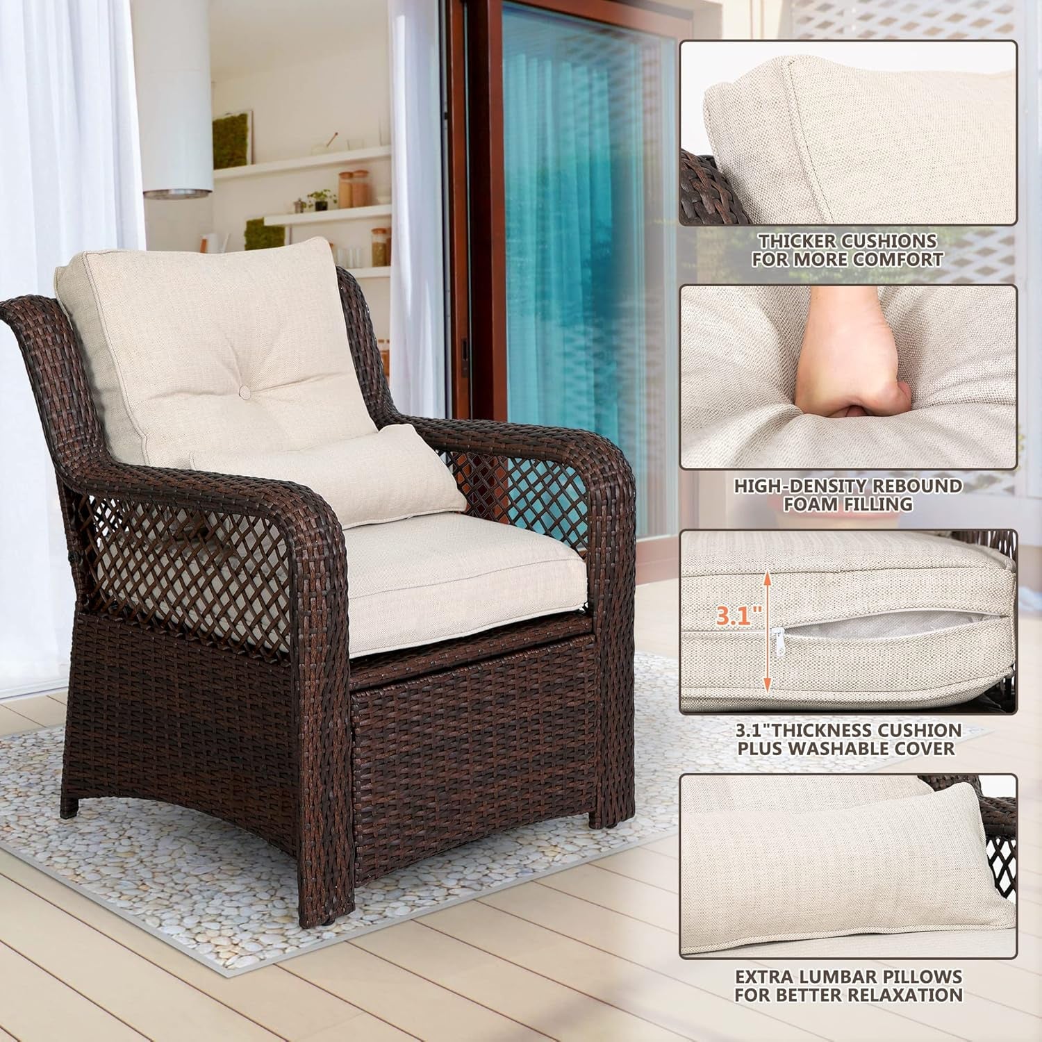 Elegant Six Piece Wicker Patio Furniture Set Outdoor-2