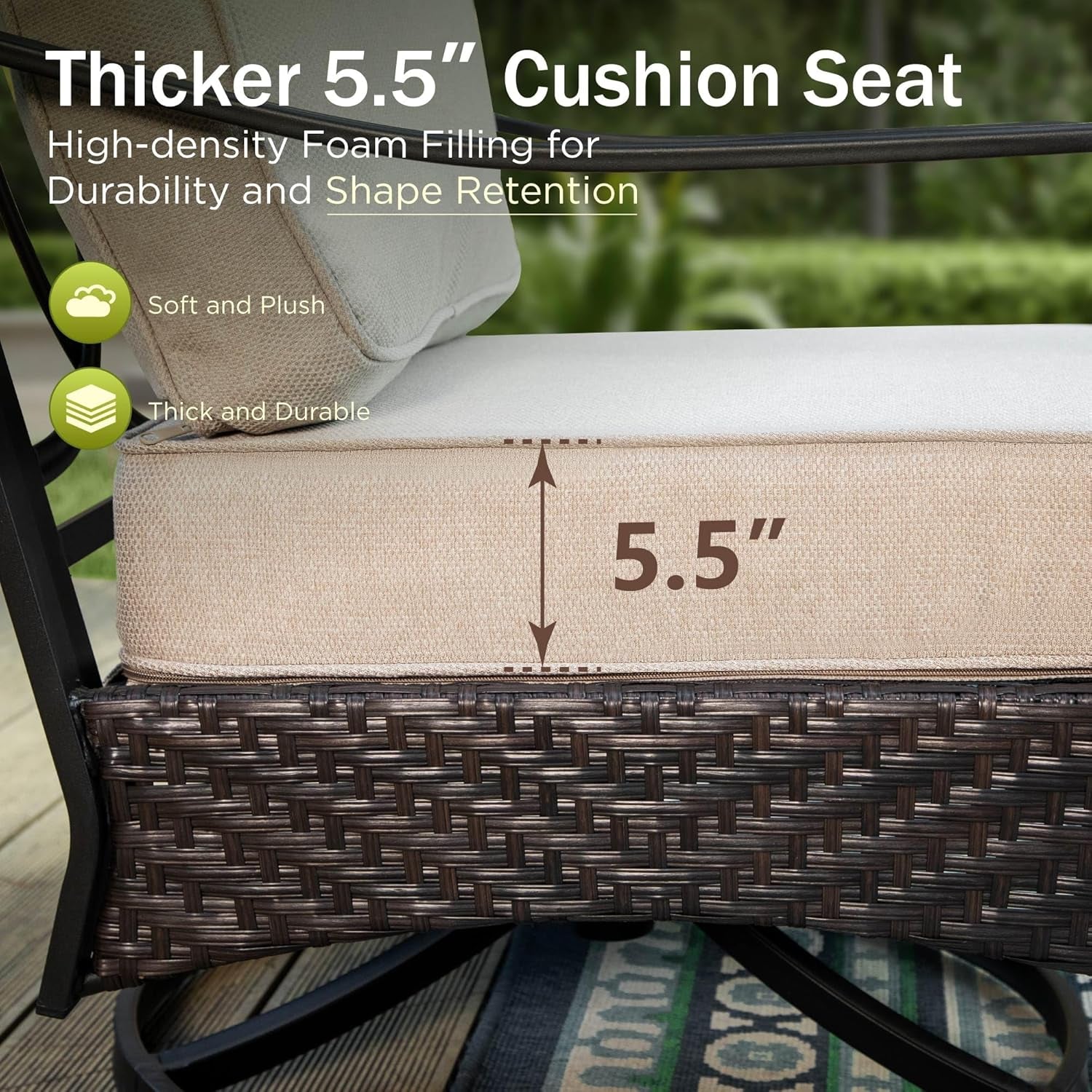 Modern Outdoor Patio Furniture Set with Thick Cushions-2