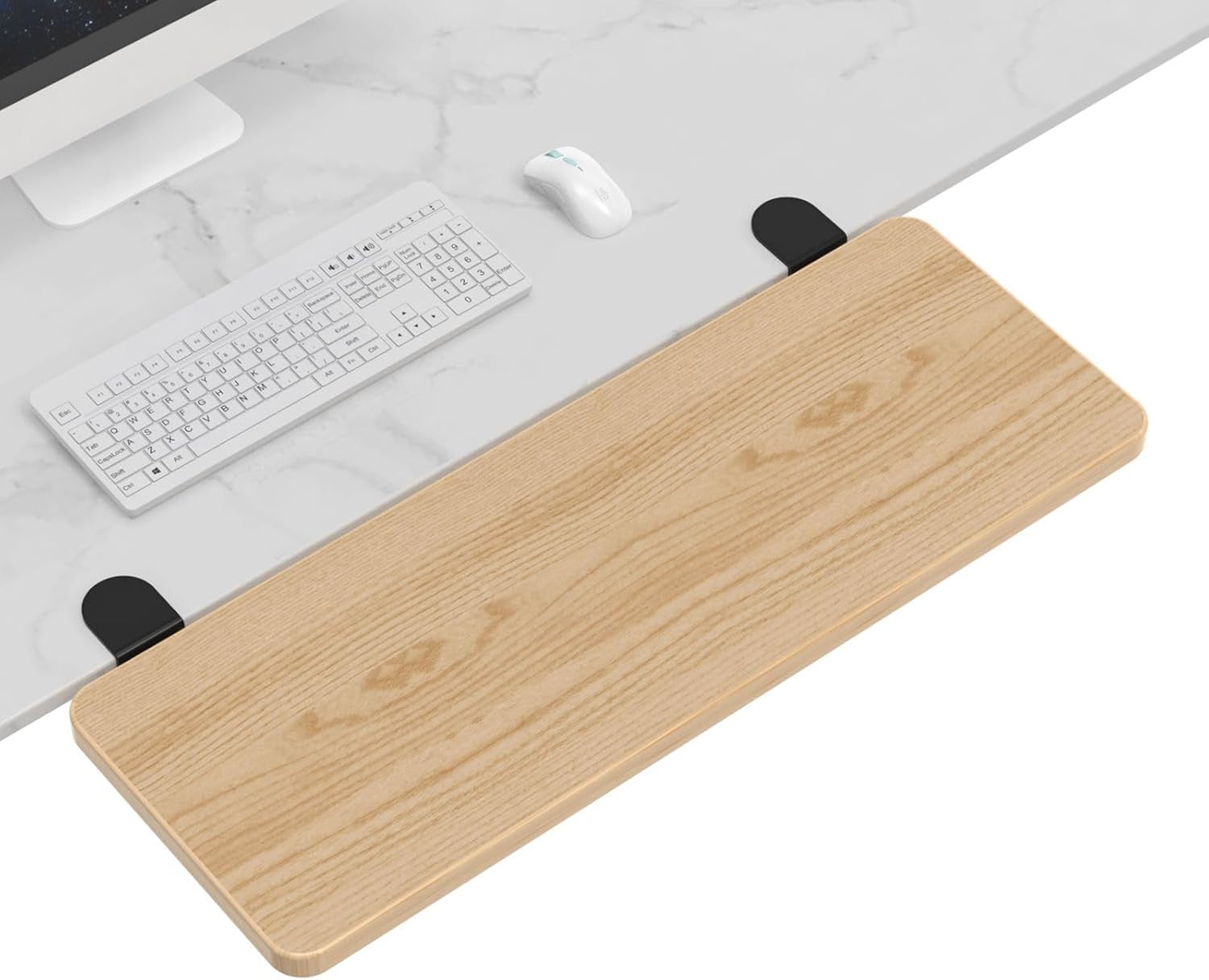 OUGIC Ergonomic Desk Extension Tray, 75X24Cm, Clamp without Punch, Keyboard Drawer Tray, Computer Armrest Table Stand