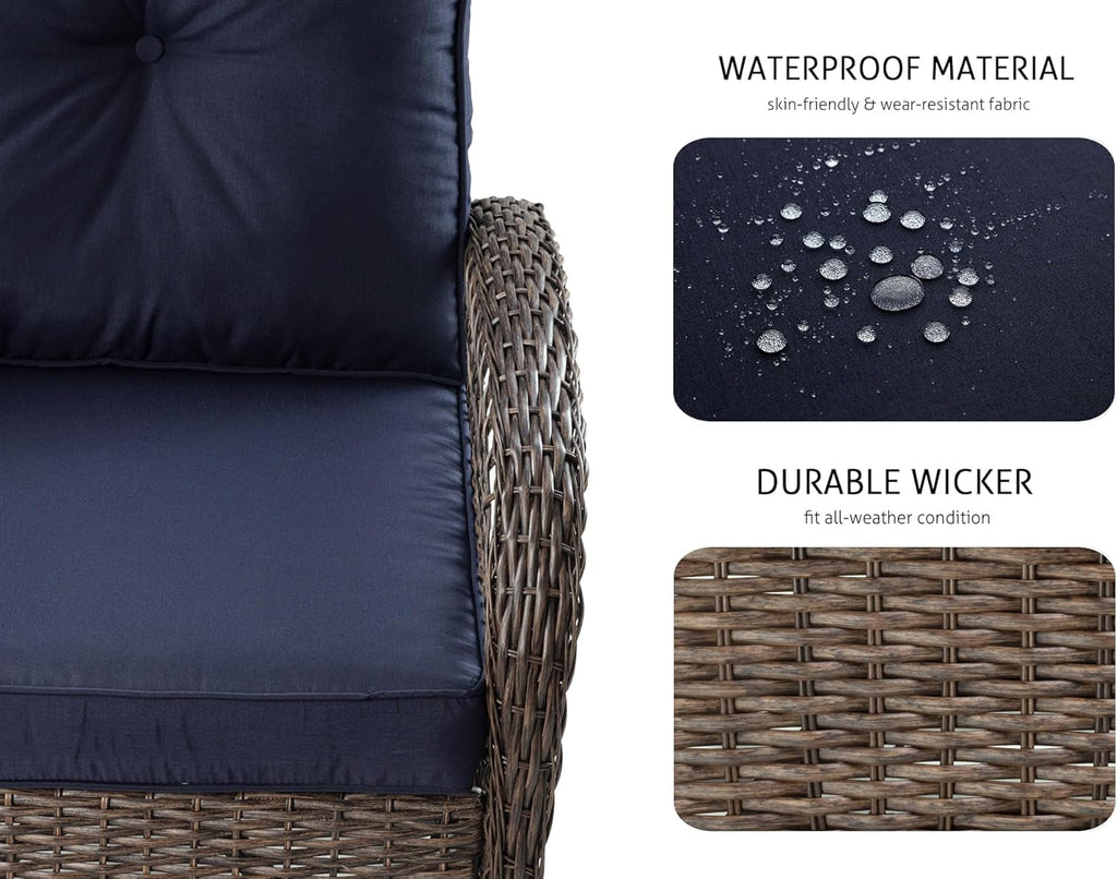 Outdoor Wicker Swivel Glider Rocker Patio Furniture Set-2