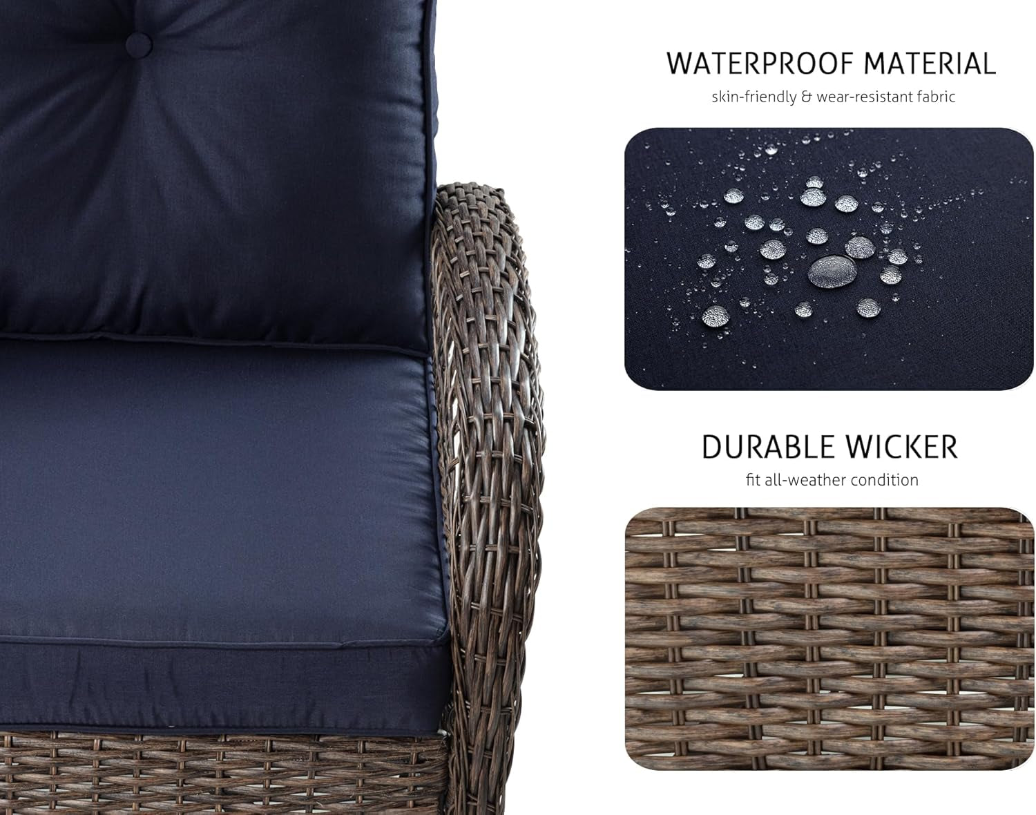 Outdoor Wicker Swivel Glider Rocker Patio Furniture Set-2
