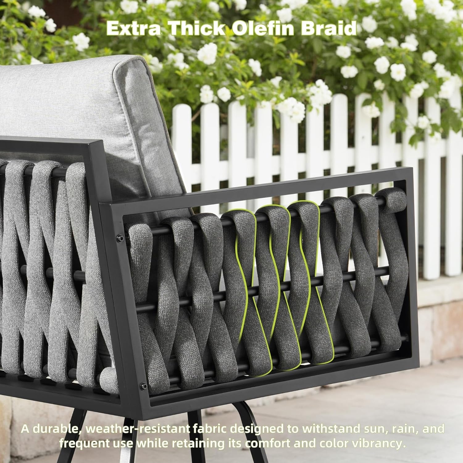 Outdoor Patio Furniture Set with Swivel Chair and Table-2