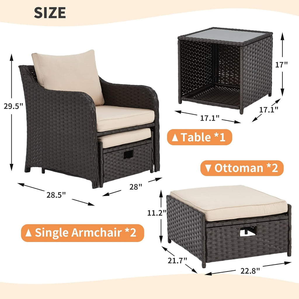 Five Piece All Weather Wicker Patio Furniture Set-2