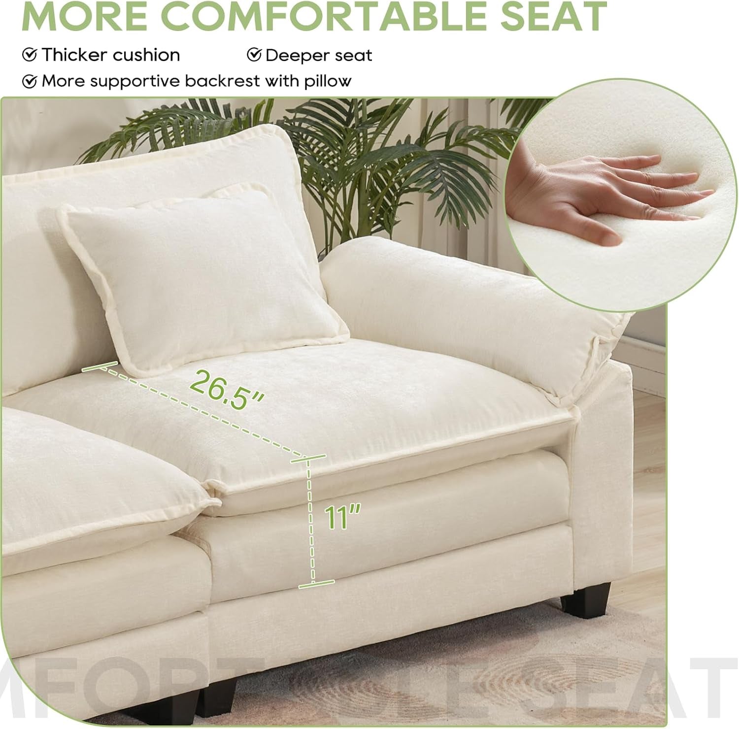 Comfy Cloud Couch Modular Sofa with Ottoman and Pillows-3