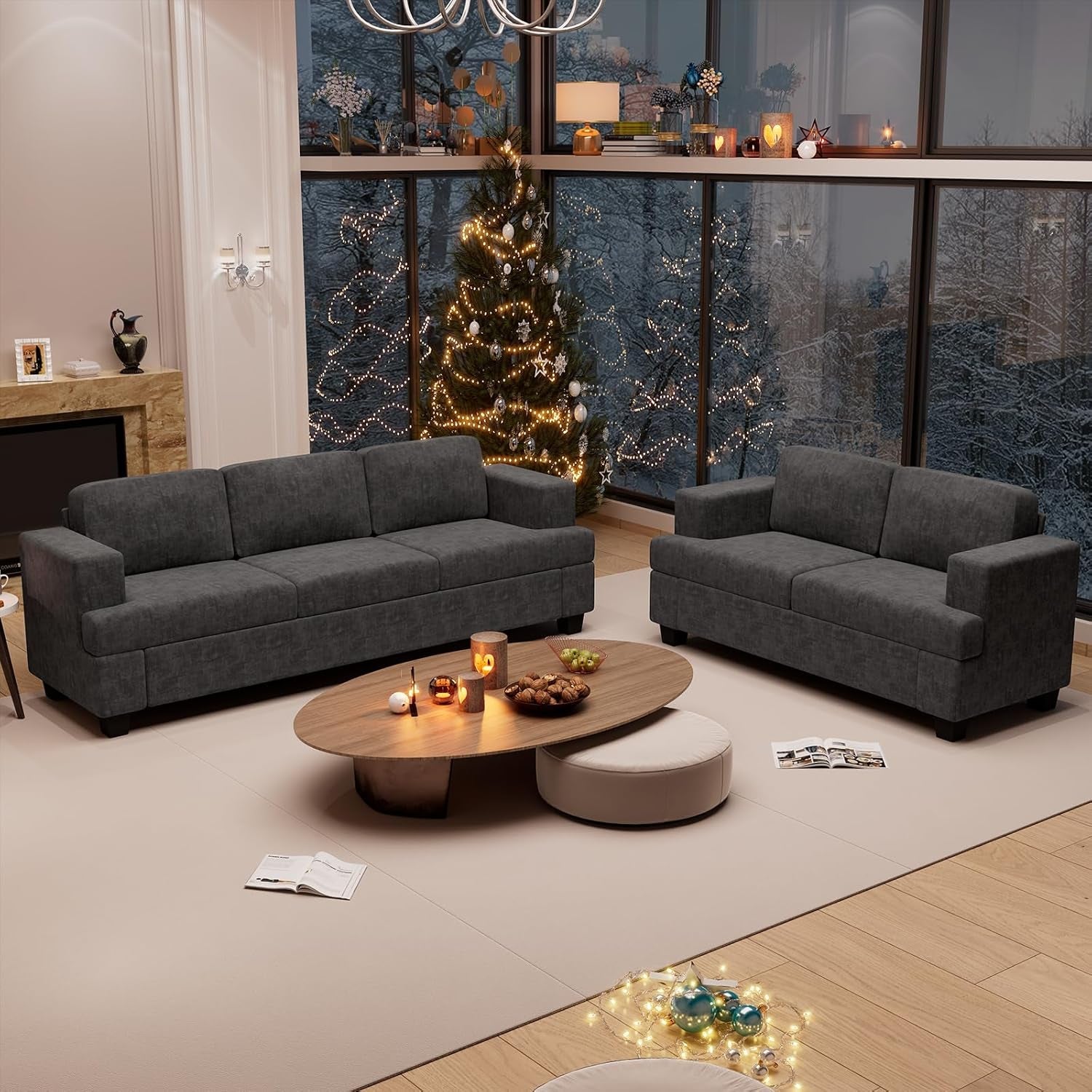 Comfy Modern Sleeper Couch Set for Living Room-0