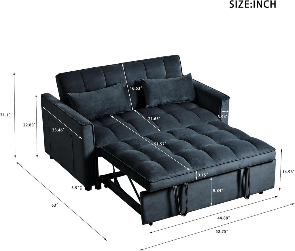 Convertible 3 in 1 Couch Bed with Adjustable Backrest-1