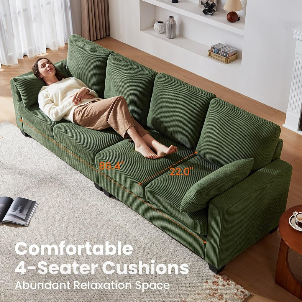 Corduroy Modular L Shaped Couch with Storage Ottoman-1