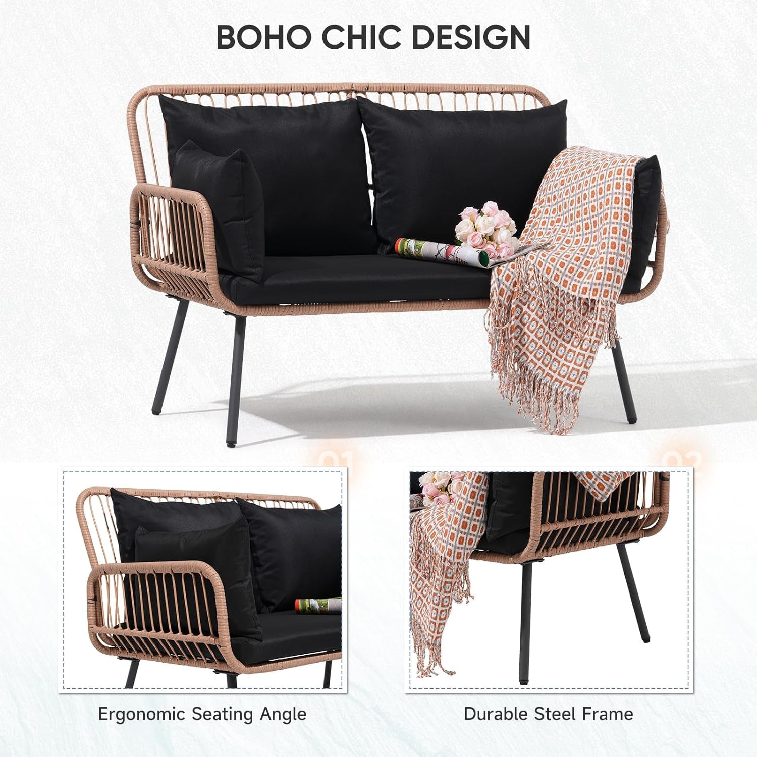 Stylish Four Piece Outdoor Wicker Patio Furniture Set-3