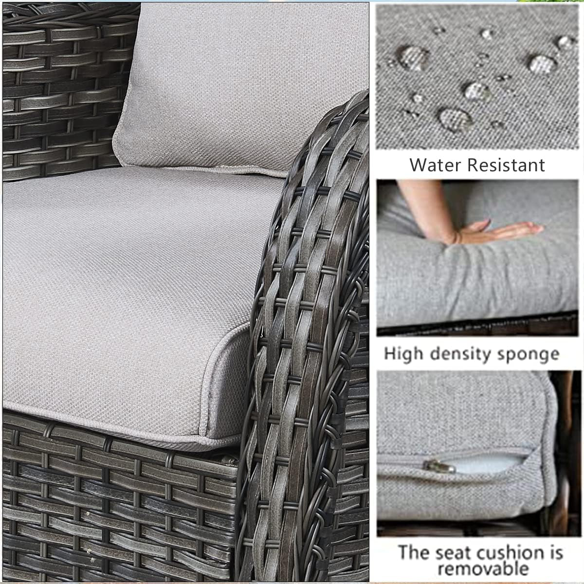 Eight Piece Outdoor Patio Furniture Set with Cushions-3