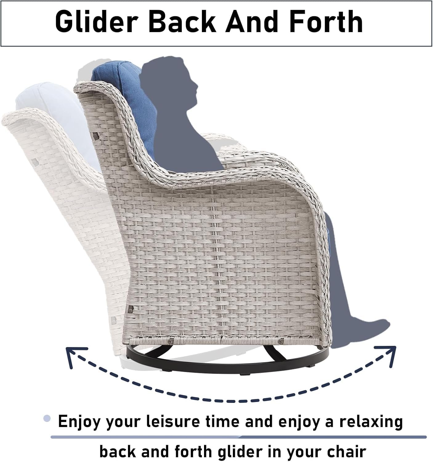 Outdoor Wicker Furniture Set with Swivel Rocker Chairs-3