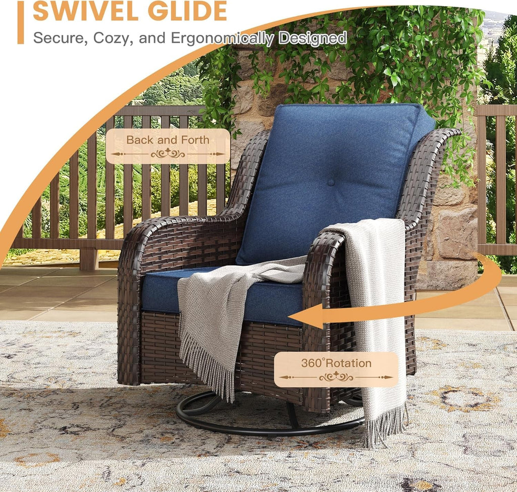 Nine Piece Outdoor Patio Furniture Wicker Conversation Set-1