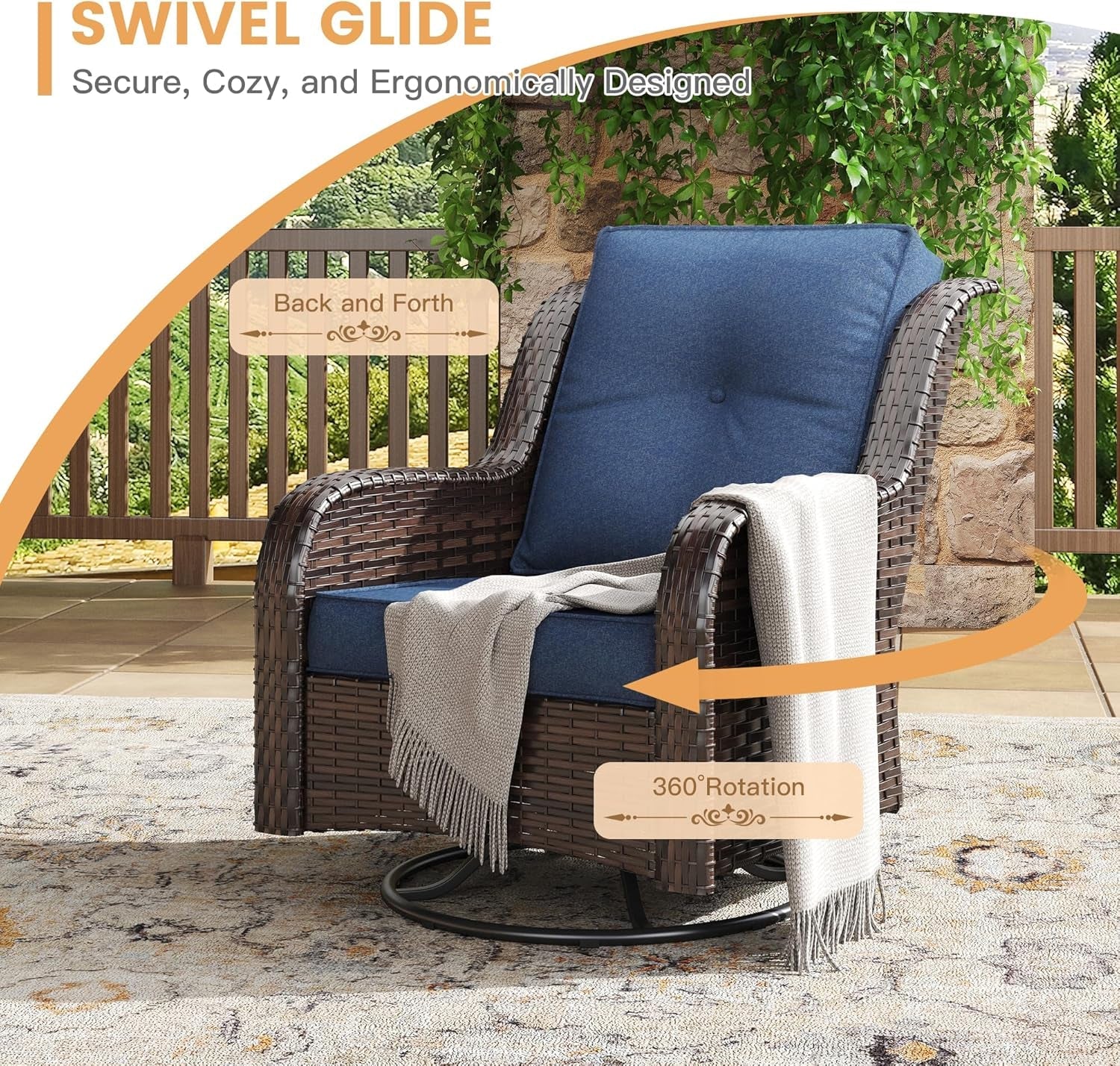 Nine Piece Outdoor Patio Furniture Wicker Conversation Set-1