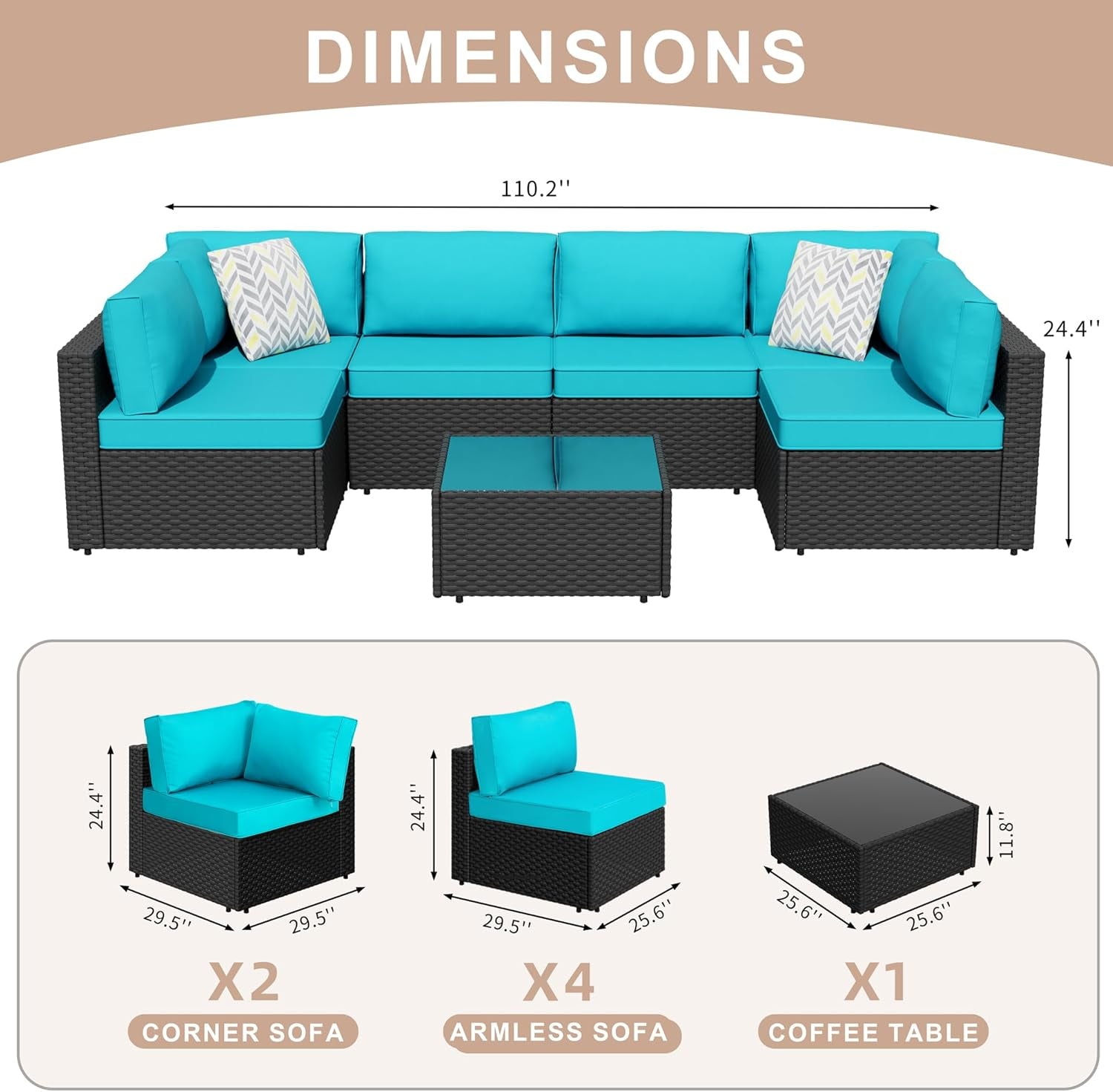 Comfortable Seven Piece Outdoor Patio Furniture Set-4
