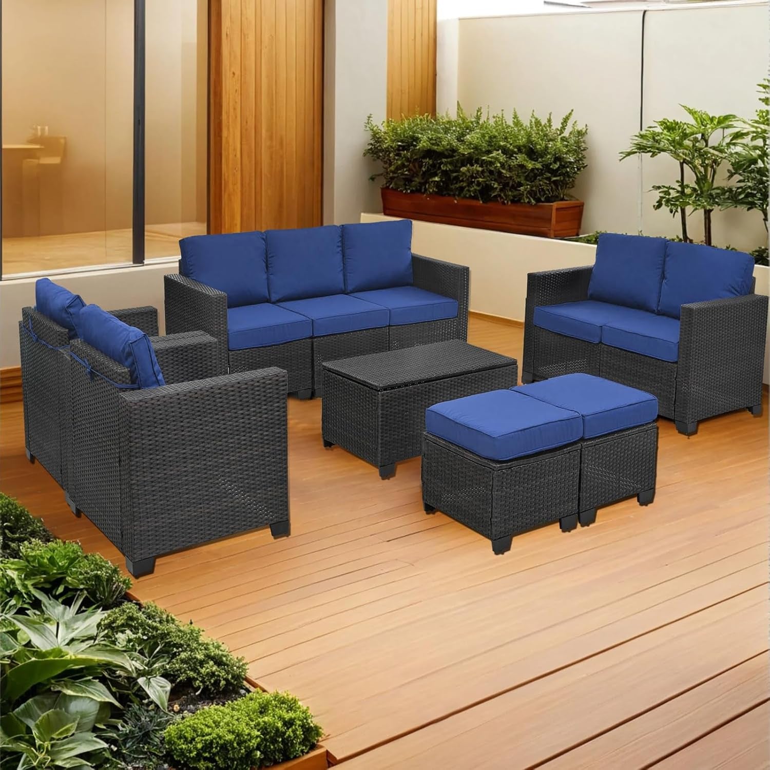 Outdoor Patio Furniture Set with Cushions and Storage-0