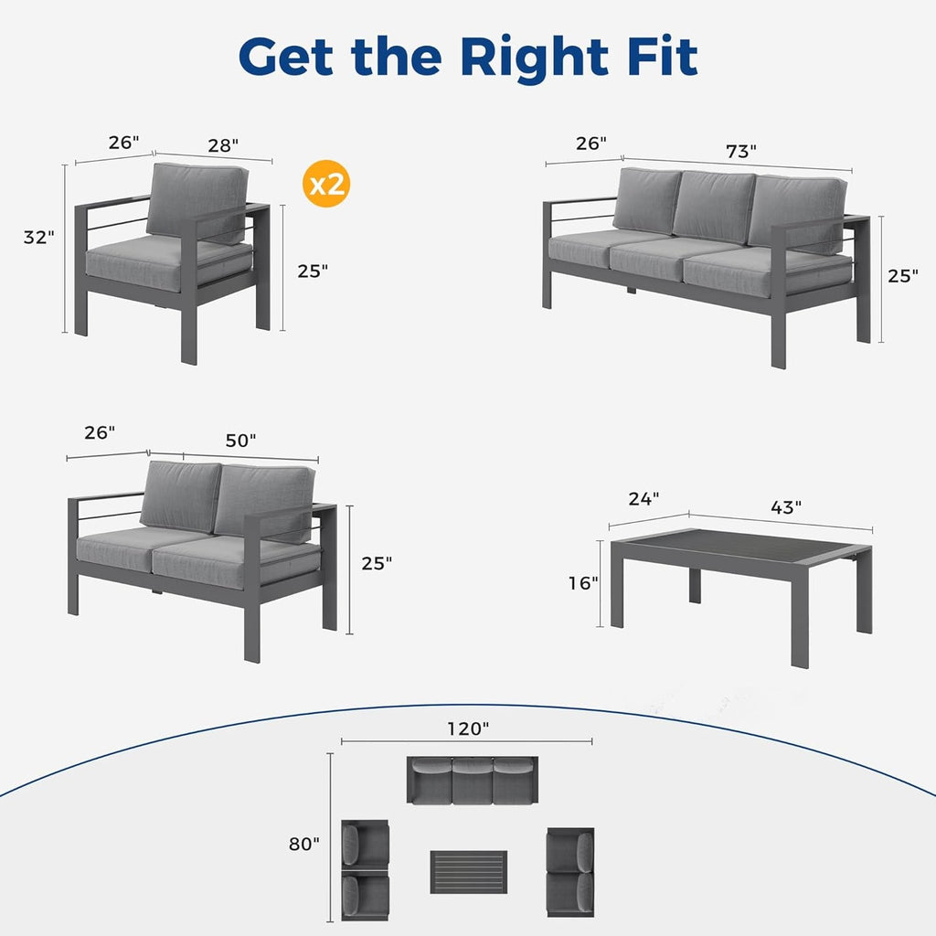 Modern Aluminum Outdoor Patio Furniture Set with Cushions-2
