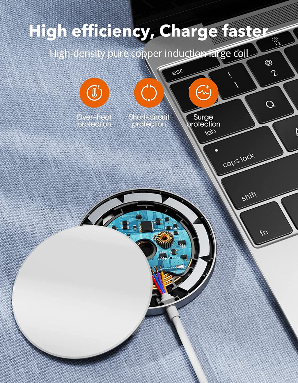 Magnetic Wireless Charger, Wireless Charging Pad Compatible with Magsafe Charger for Iphone 14/14 Pro/14 Plus/14 Pro Max/Iphone 13/13 Mini/13 Pro/13 Pro Max,Airpods,Mag Charger-Sliver
