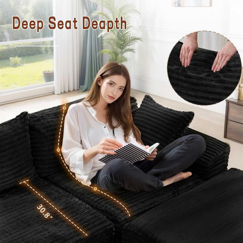 L-Shape Modular Sectional Couch with Deep Seat Comfort-3