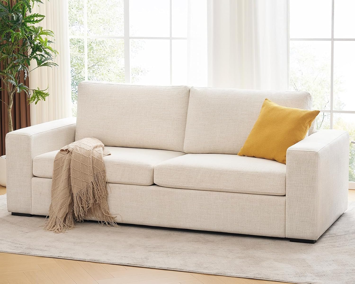 Modern 85 Inch Comfy Sofa Deep Seat Couch-0