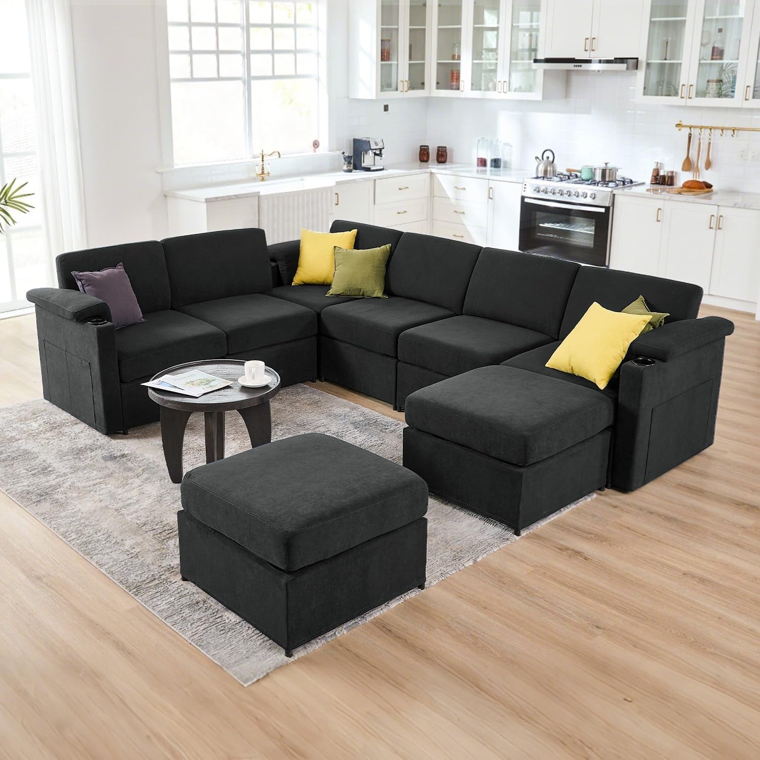 Modular Sectional Sofa Couch With Convertible Sleeper Function-0