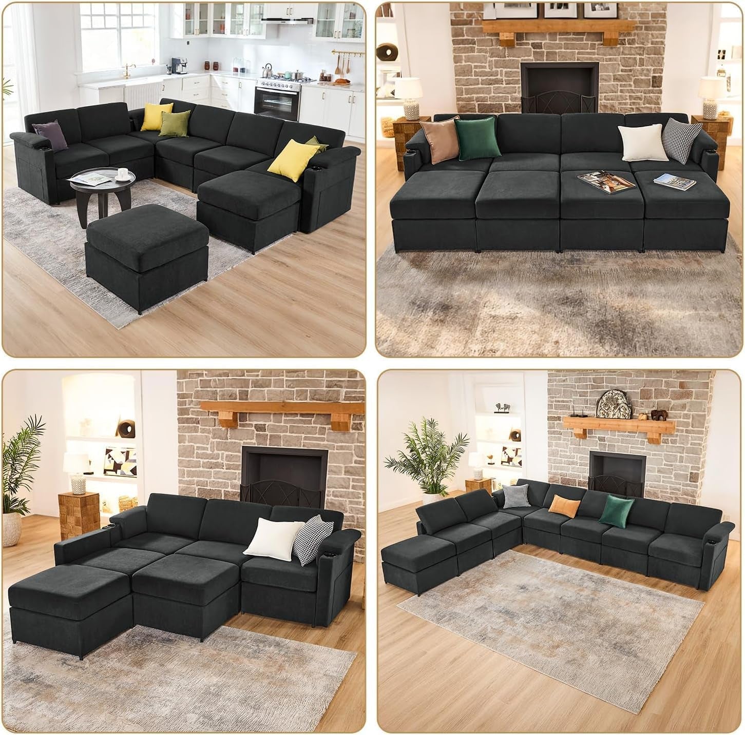 Modular Sectional Sofa Couch With Convertible Sleeper Function-3
