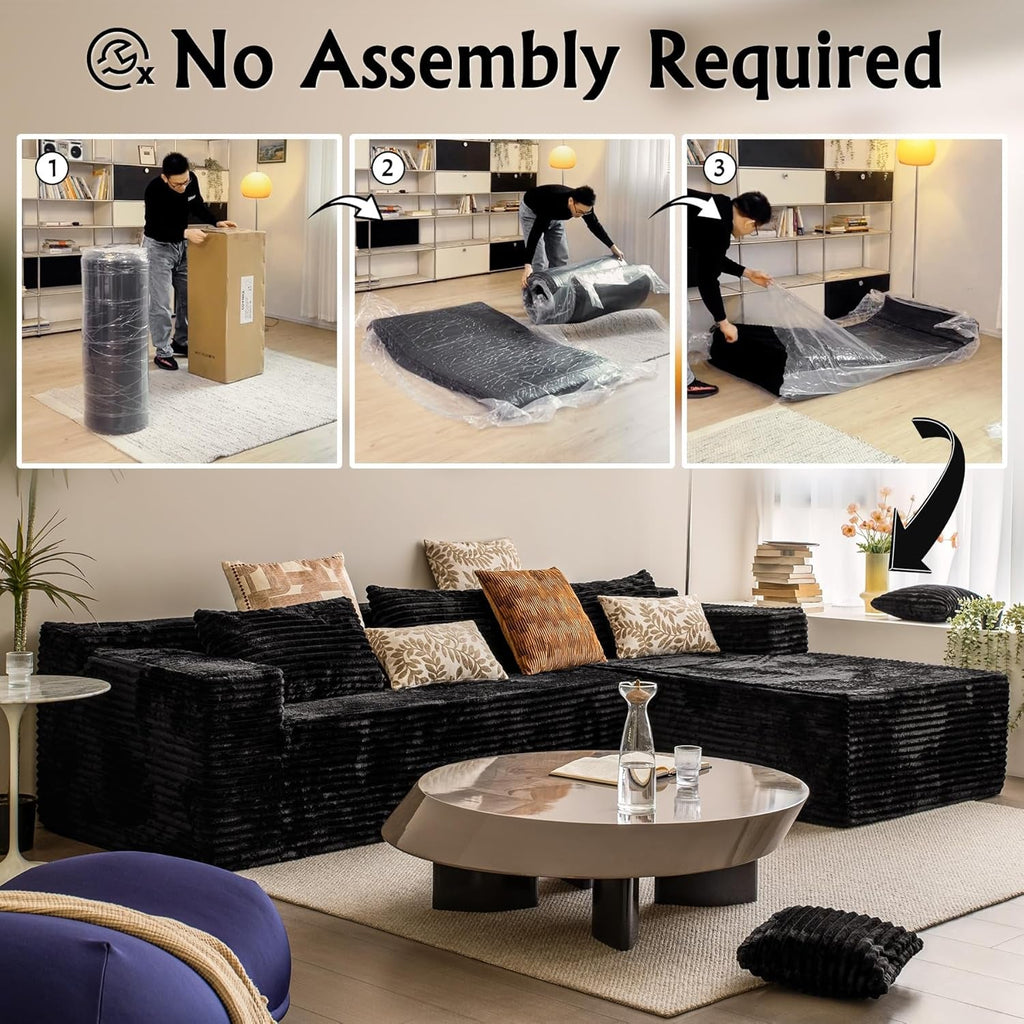 Versatile L-Shape Corduroy Sectional Couch for Comfort-3