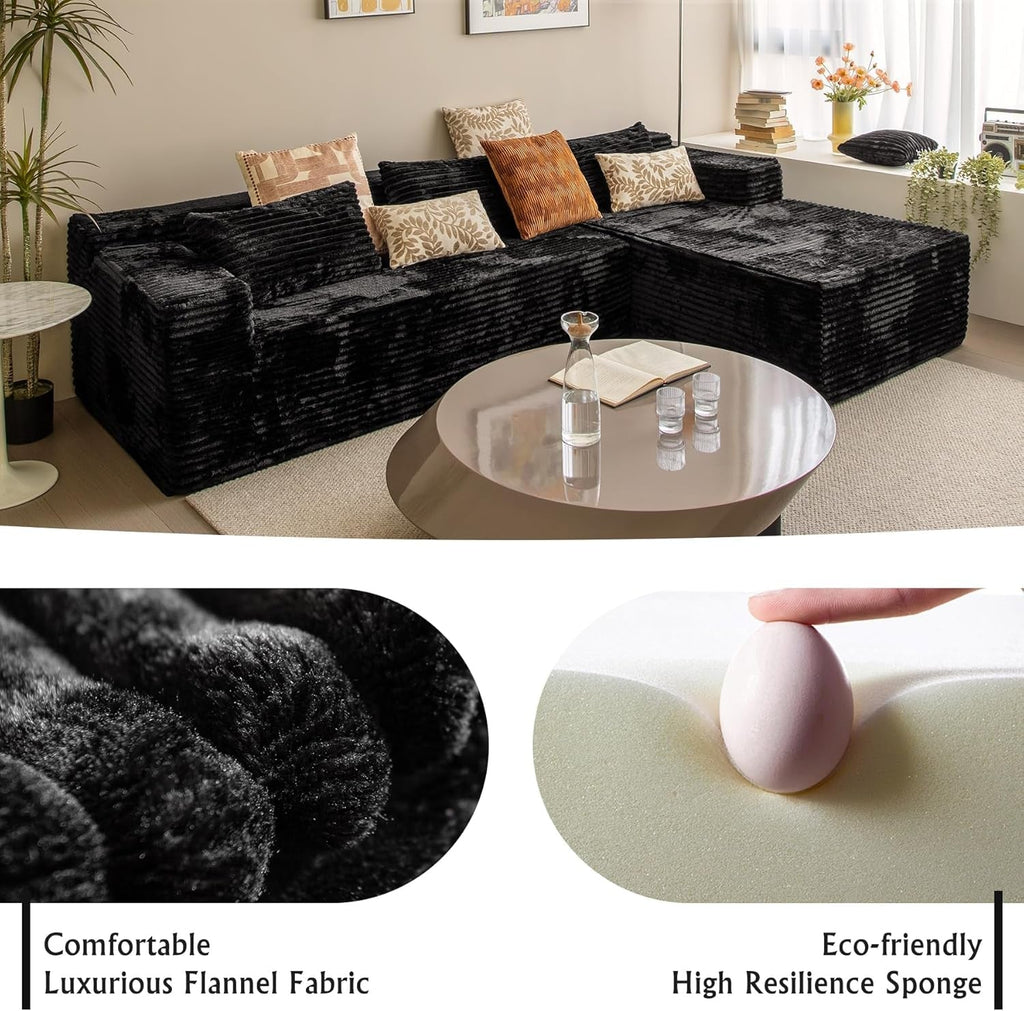 Versatile L-Shape Corduroy Sectional Couch for Comfort-4
